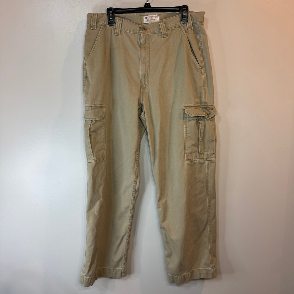 Signature by Levi Strauss‎ Mens 36×32 Khaki Tan Cotton Straight Leg Cargo Pants